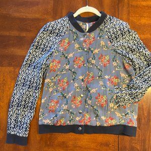 Free People lined mixed-print bomber jacket size L